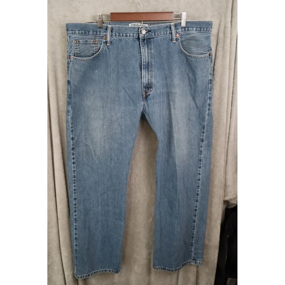 Levis 505 Regular Fit Straight Leg Blue Jeans Mens 42x29 Medium Wash Denim